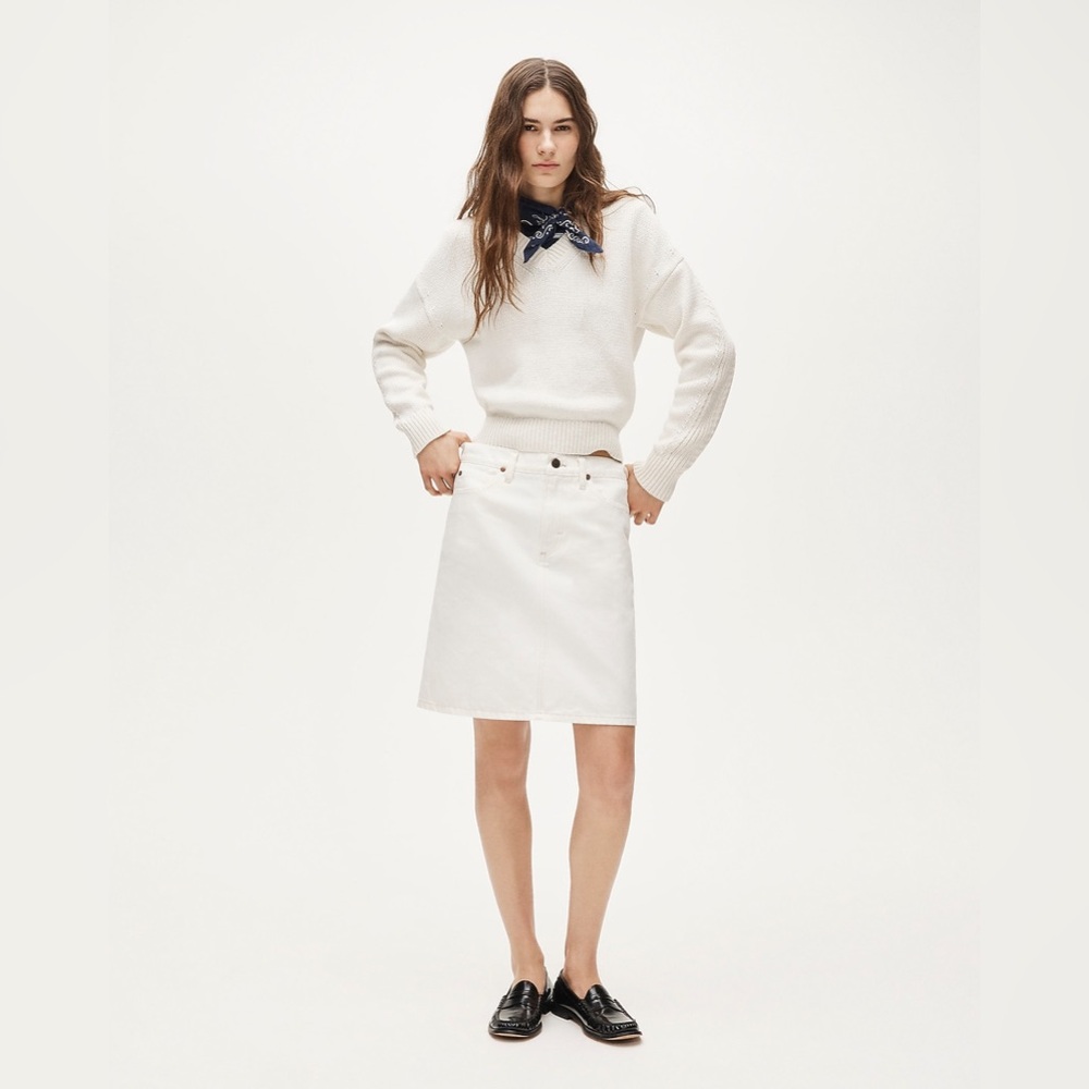 J. Crew White A-Line Denim Skirt